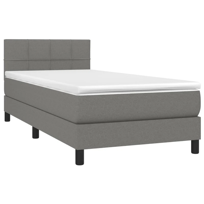 Cadre de lit LED avec sommier tête de lit matelas 90x200cm tissu gris foncé TDL0209380