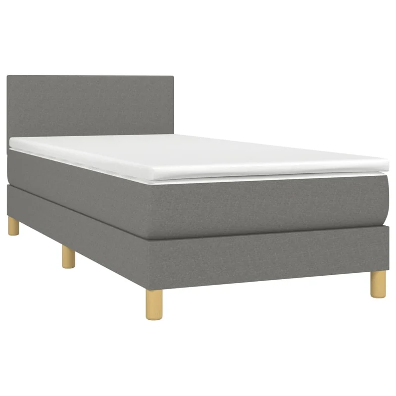 Cadre de lit LED avec sommier tête de lit matelas 90x200cm tissu gris foncé TDL0209384