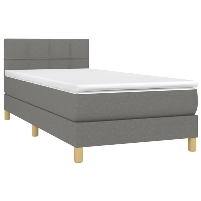 Cadre de lit LED avec sommier tête de lit matelas 90x200cm tissu gris foncé TDL0209371