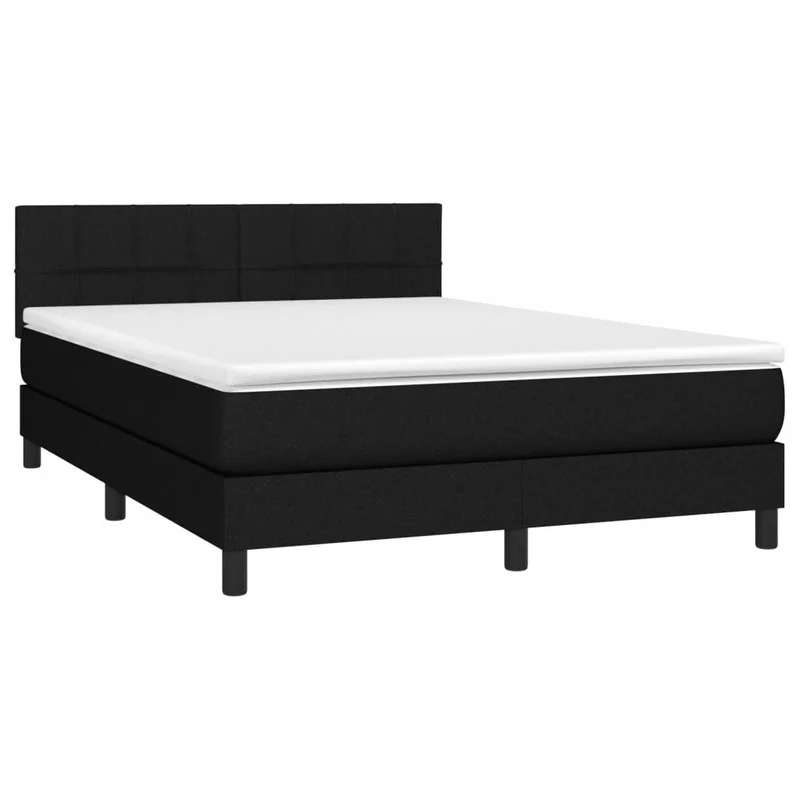 Cadre de lit LED avec sommier tête de lit matelas 140x190 cm tissu noir TDL0209253