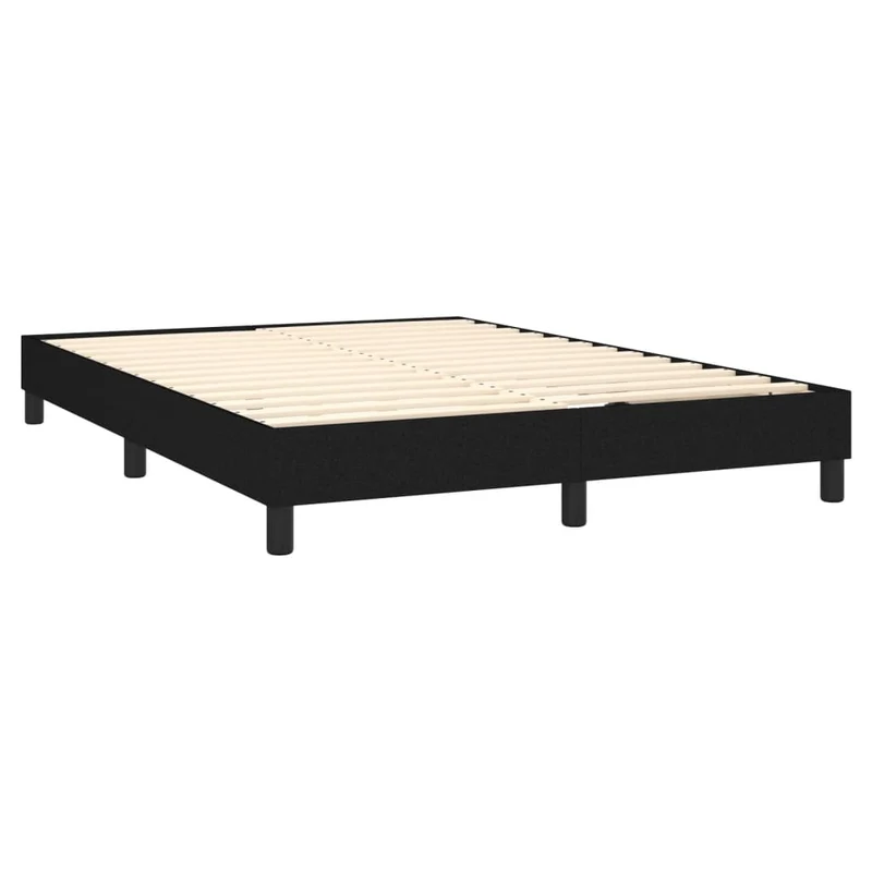 Cadre de lit LED avec sommier tête de lit matelas 140x200 cm tissu noir TDL0209224