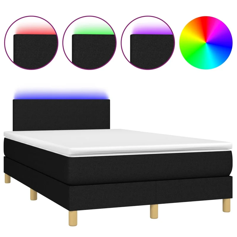Cadre de lit LED avec sommier tête de lit matelas 120 x 200 cm tissu noir TDL0209284
