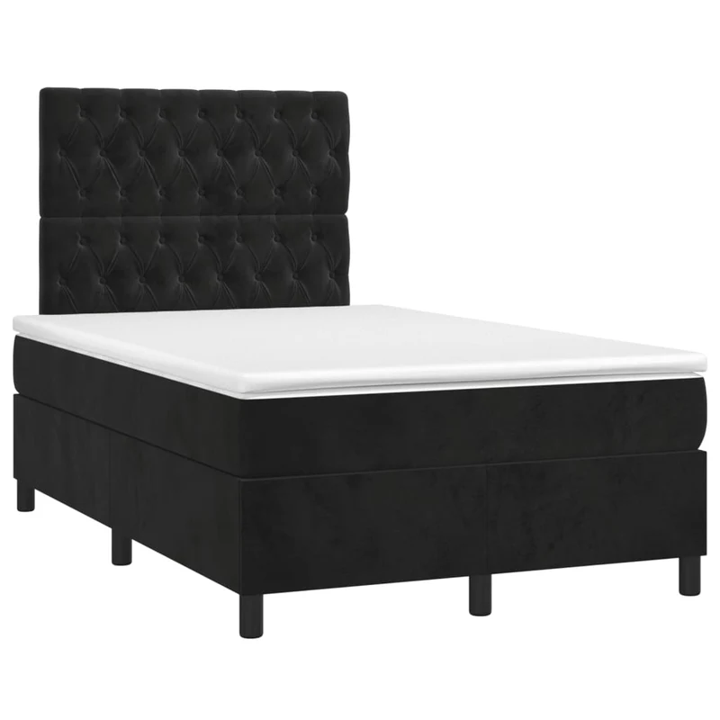 Cadre de lit LED avec sommier tête de lit matelas 120 x 200 cm tissu velours noir TDL0209281