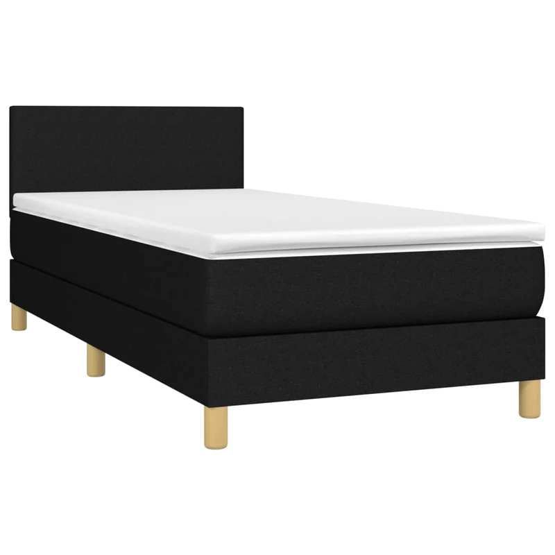 Cadre de lit LED avec sommier tête de lit matelas 90x190 cm tissu noir TDL0209074