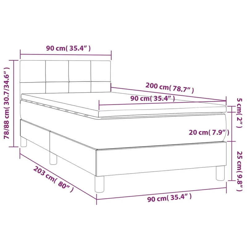 Cadre de lit LED avec sommier tête de lit matelas 90x200 cm tissu noir TDL0209016
