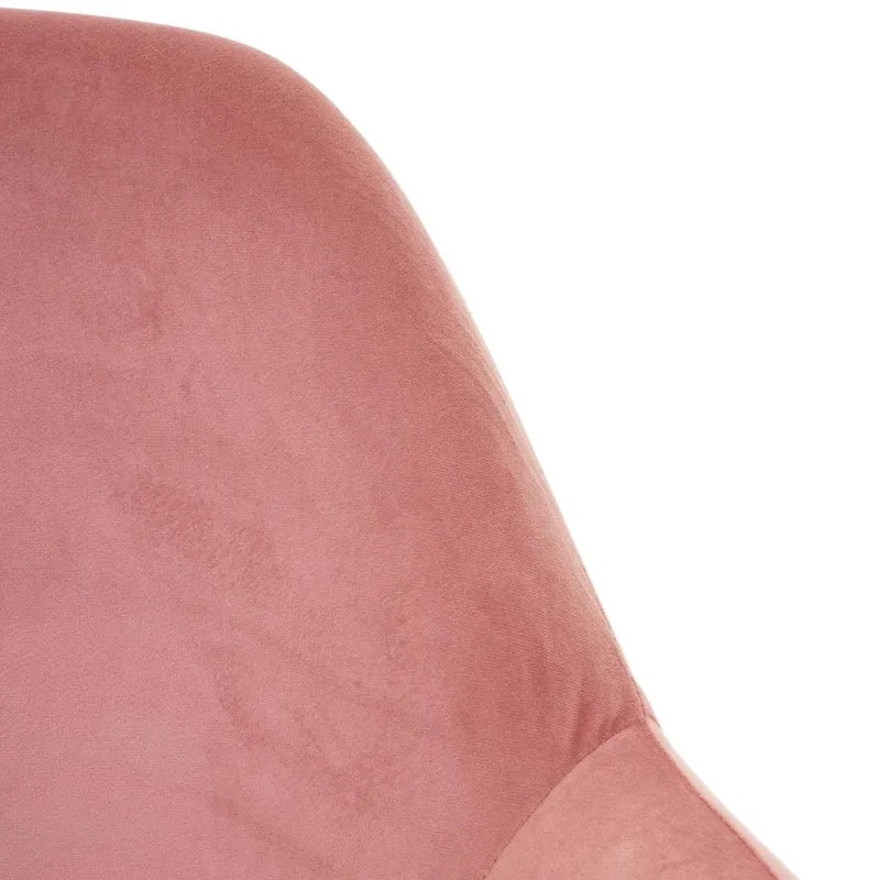Lot de 2 chaises de salle à manger design rétro en tissu velours rose pieds métal dorés 04_0000379