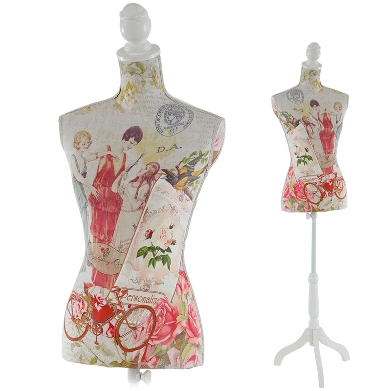 Buste de couture féminin sur pieds hauteur régable mannequin femme déco vitrine fibre de verre 04_0004286