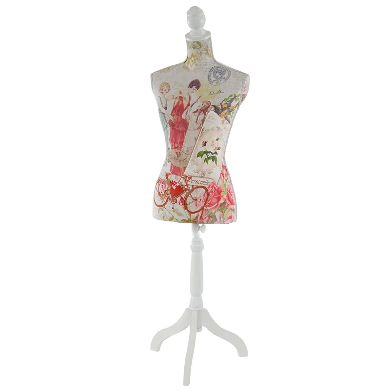 Buste de couture féminin sur pieds hauteur régable mannequin femme déco vitrine fibre de verre 04_0004286