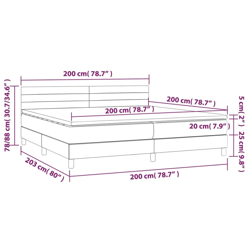 Cadre de lit LED avec sommier tête de lit matelas 200x200 cm tissu noir TDL0208137