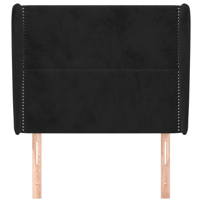 Tête de lit accessoire couchage chambre à coucher meuble avec rebord latéral 103 x 23 x 118/128 cm Tissu velours noir TDL0204600