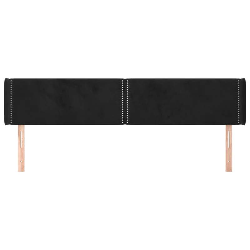 Tête de lit accessoire couchage chambre à coucher meuble avec rebord latéral 203 x 16 x 78/88 cm Tissu velours noir TDL0204489