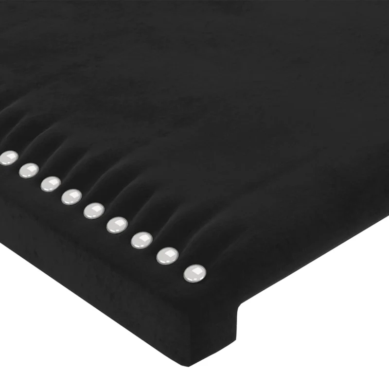 Tête de lit accessoire couchage chambre à coucher meuble avec rebord latéral 203 x 16 x 78/88 cm Tissu velours noir TDL0204489