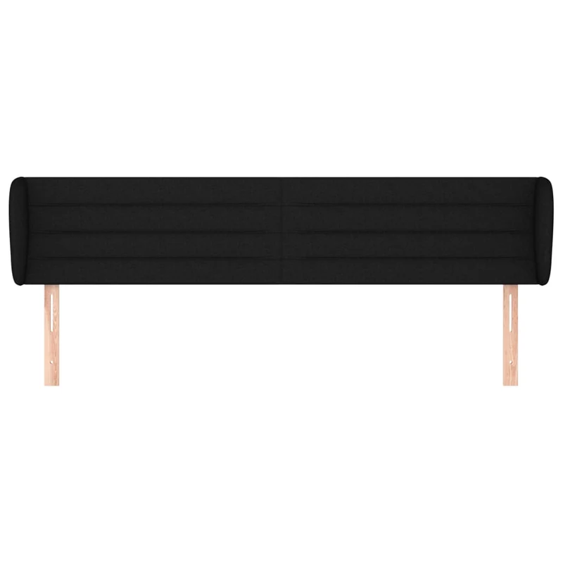 Tête de lit accessoire couchage chambre à coucher meuble avec rebord latéral 203 x 23 x 78/88 cm tissu noir TDL0204477