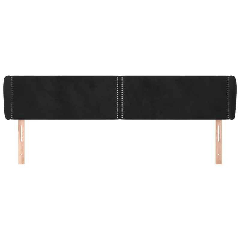 Tête de lit accessoire couchage chambre à coucher meuble avec rebord latéral 203 x 23 x 78/88 cm Tissu velours noir TDL0204471