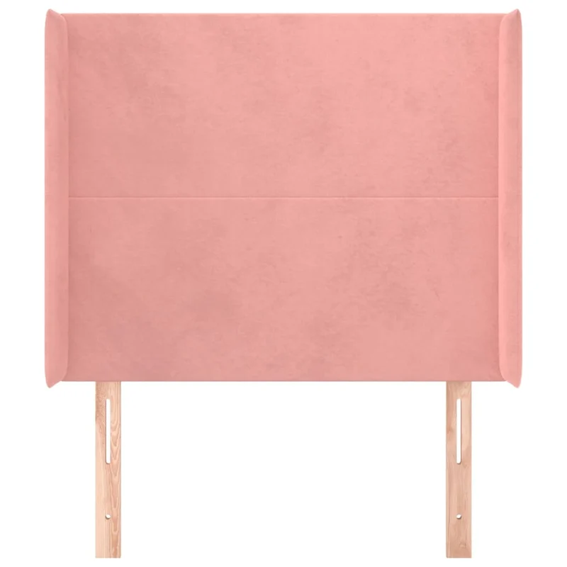 Tête de lit accessoire couchage chambre à coucher meuble avec rebord latéral 103 x 16 x 118/128 cm Tissu velours rose TDL0204371