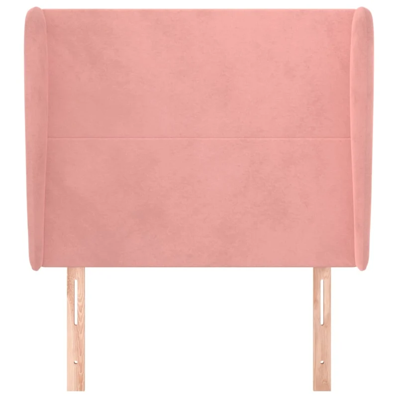 Tête de lit accessoire couchage chambre à coucher meuble avec rebord latéral 103 x 23 x 118/128 cm Tissu velours rose TDL0204362