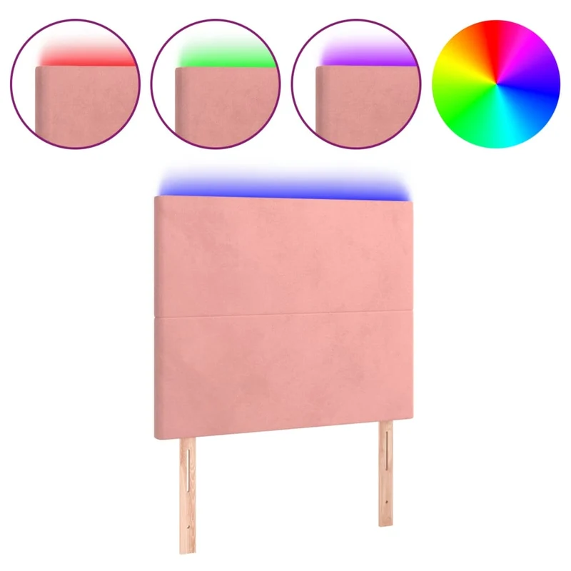 Tête de lit accessoire couchage chambre à coucher meuble à LED 100 x 5 x 118/128 cm tissu velours rose TDL0200501