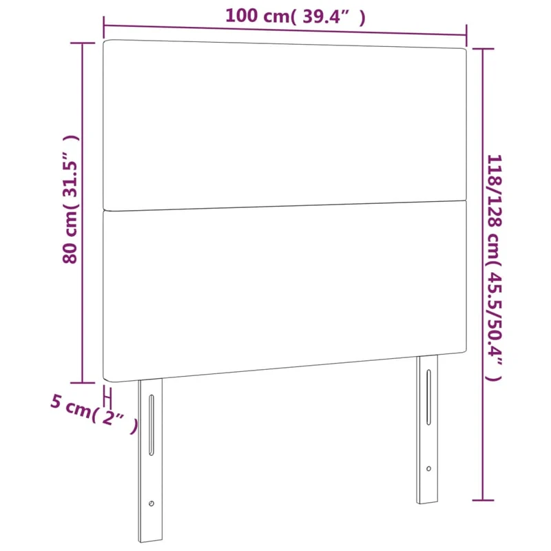 Tête de lit accessoire couchage chambre à coucher meuble à LED 100 x 5 x 118/128 cm tissu velours rose TDL0200501