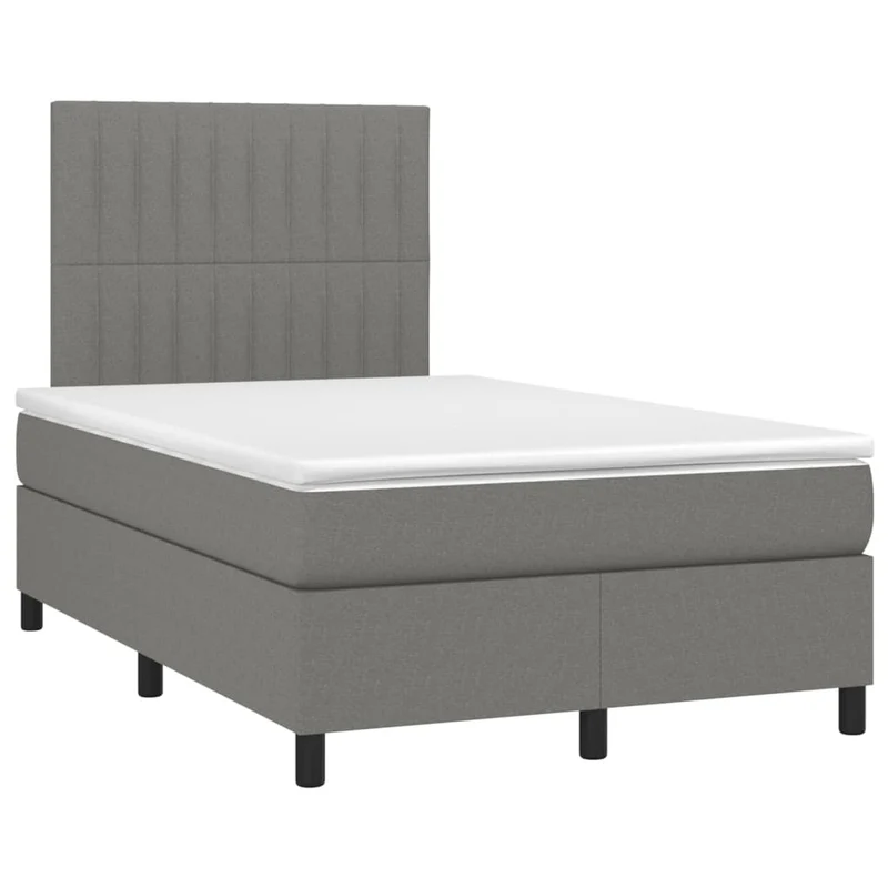 Cadre de lit LED avec sommier tête de lit matelas 120x200 cm tissu gris foncé TDL0208416