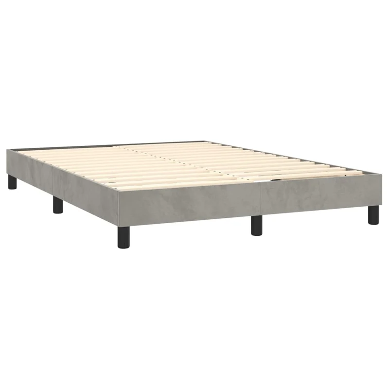 Cadre de lit LED avec sommier tête de lit matelas surmatelas 140x190 cm tissu velours gris clair TDL0207850