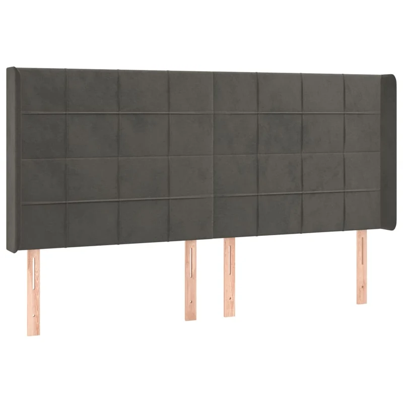 Cadre de lit LED avec sommier tête de lit matelas surmatelas 200x200 cm tissu velours gris foncé TDL0207692