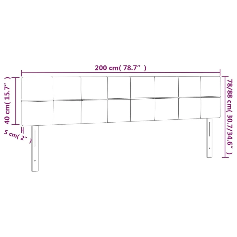 Tête de lit accessoire couchage chambre à coucher meuble 2 parties 100 x 5 x 78/88 cm tissu velours noir TDL0206272
