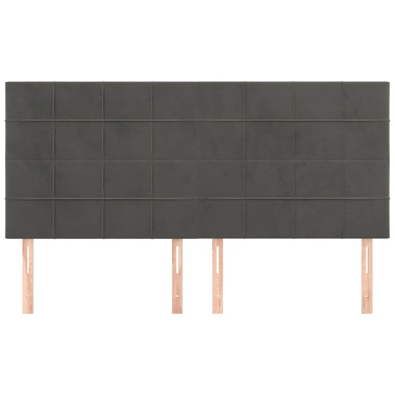 Tête de lit accessoire couchage chambre à coucher meuble 4 parties 100 x 5 x 78/88 cm tissu velours gris foncé TDL0206018