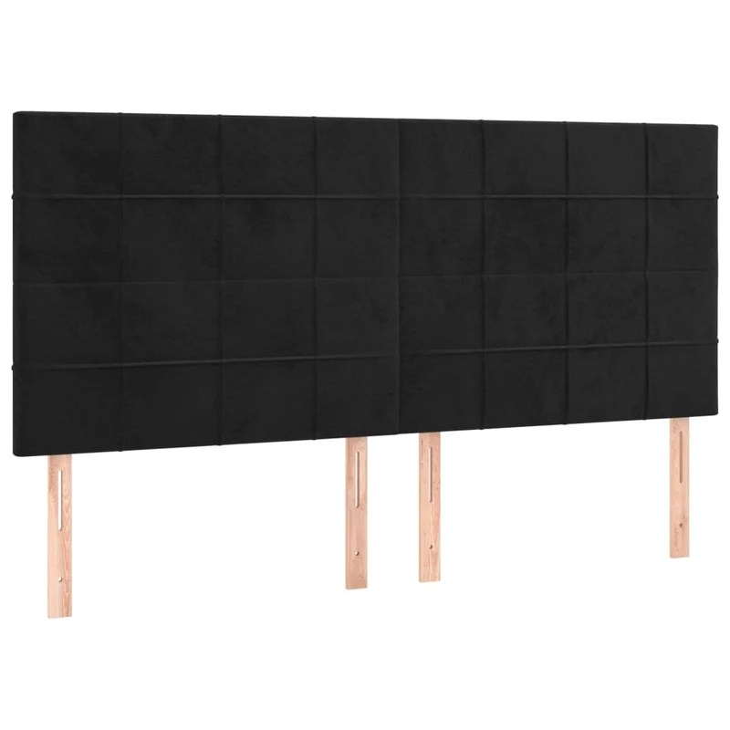 Tête de lit accessoire couchage chambre à coucher meuble 4 parties 100 x 5 x 78/88 cm tissu velours noir TDL0205975