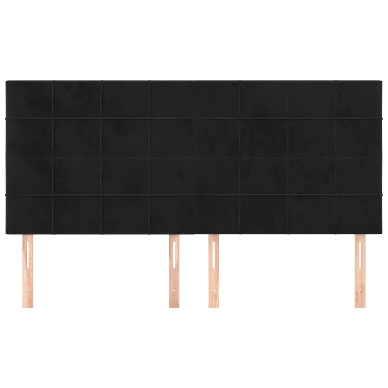 Tête de lit accessoire couchage chambre à coucher meuble 4 parties 100 x 5 x 78/88 cm tissu velours noir TDL0205975