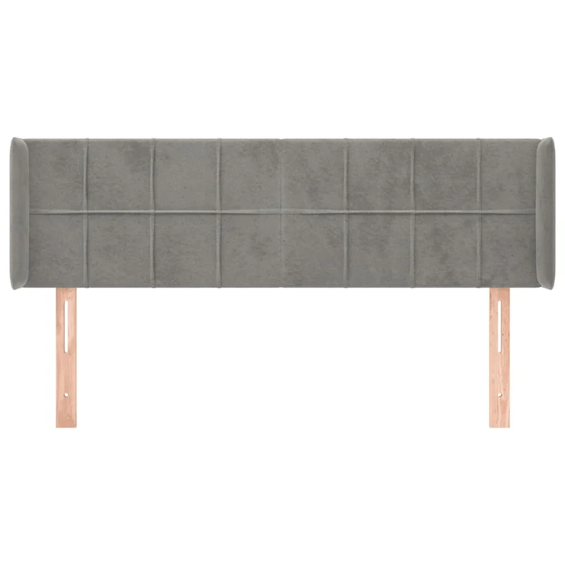 Tête de lit accessoire couchage chambre à coucher meuble avec rebord latéral 147 x 16 x 78/88 cm tissu velours gris clair TDL0205254