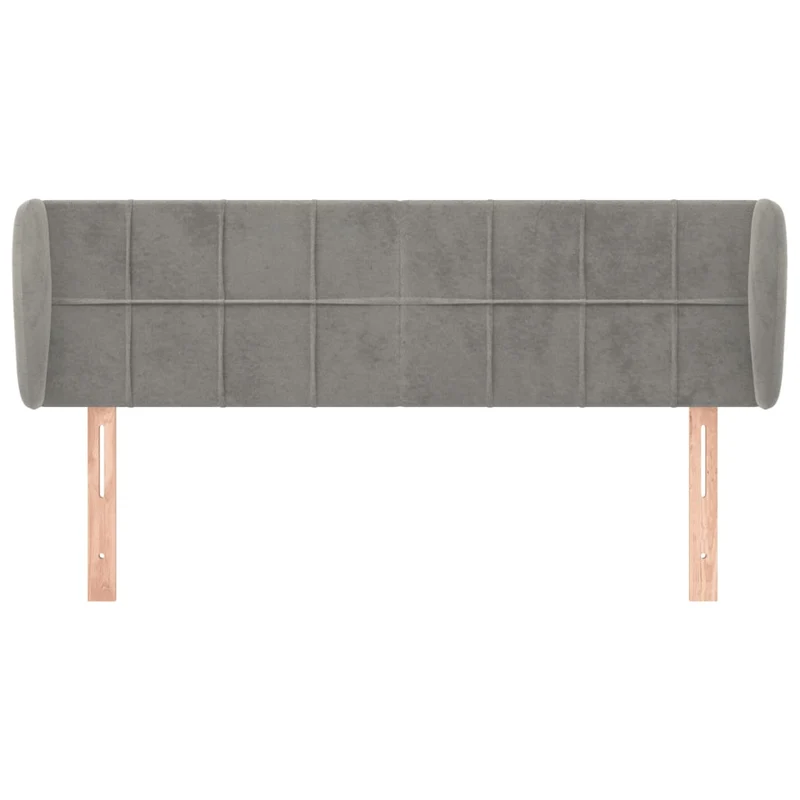 Tête de lit accessoire couchage chambre à coucher meuble avec rebord latéral 147 x 23 x 78/88 cm tissu velours gris clair TDL0205231