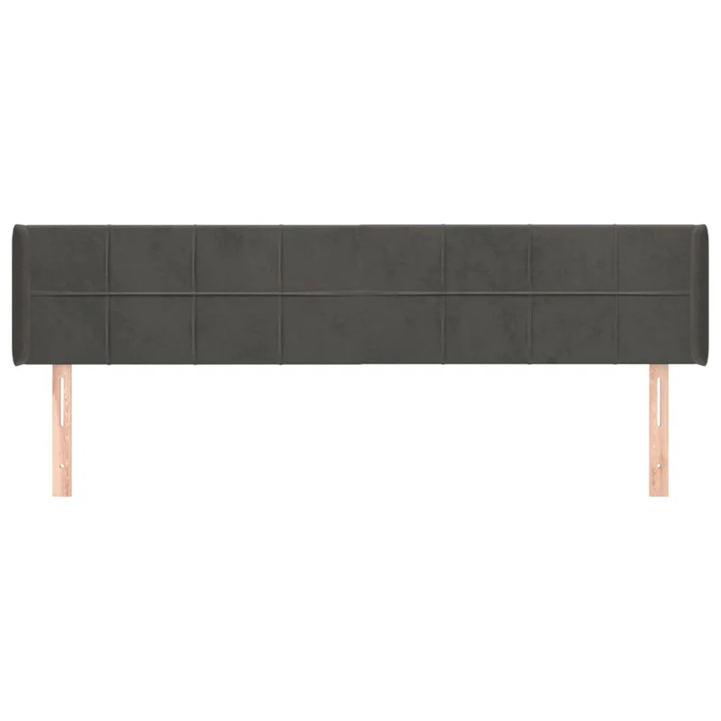 Tête de lit accessoire couchage chambre à coucher meuble avec rebord latéral 203 x 16 x 78/88 cm tissu velours gris foncé TDL0204934