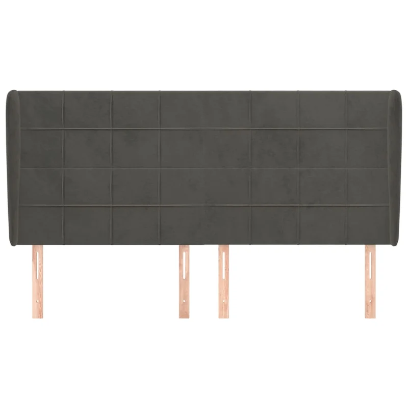 Tête de lit accessoire couchage chambre à coucher meuble avec rebord latéral 203 x 23 x 118/128 cm tissu velours gris foncé TDL0204924