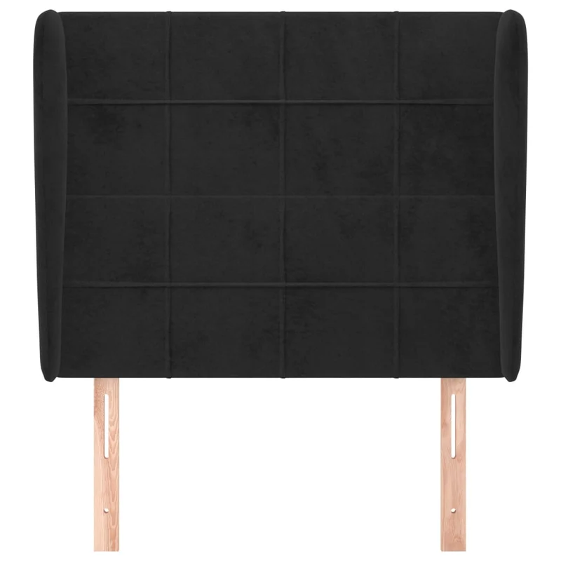 Tête de lit accessoire couchage chambre à coucher meuble avec rebord latéral 103 x 23 x 118/128 cm Tissu velours noir TDL0204599