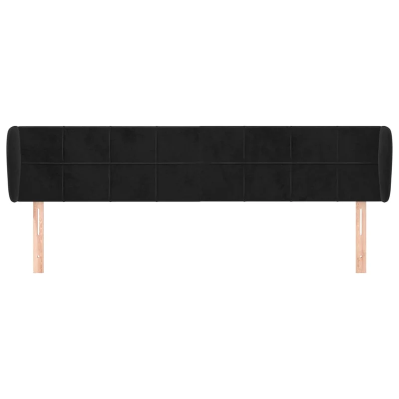 Tête de lit accessoire couchage chambre à coucher meuble avec rebord latéral 203 x 23 x 78/88 cm Tissu velours noir TDL0204469