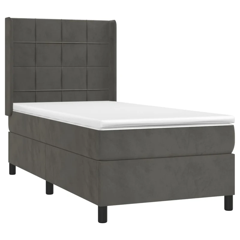 Cadre de lit LED avec sommier tête de lit matelas surmatelas 100x200 cm tissu velours gris foncé TDL0207741