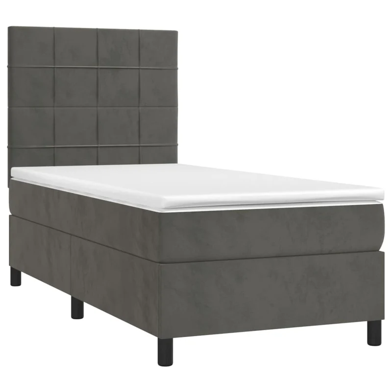 Cadre de lit LED avec sommier tête de lit matelas surmatelas 100x200 cm tissu velours gris foncé TDL0207745
