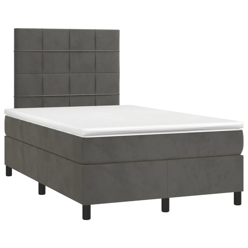Cadre de lit LED avec sommier tête de lit matelas surmatelas 120x200 cm tissu velours gris foncé TDL0207728