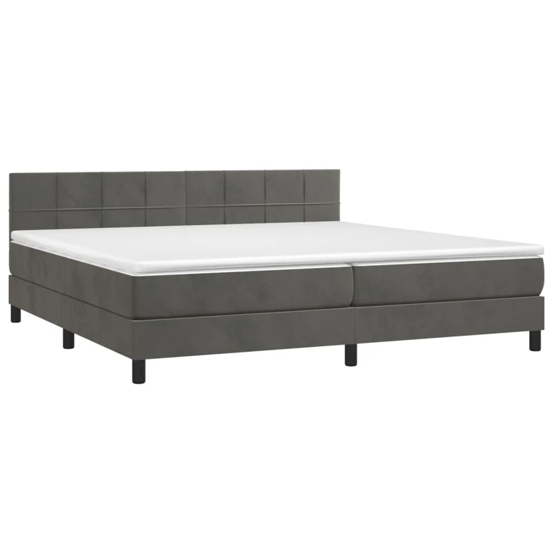 Cadre de lit LED avec sommier tête de lit matelas surmatelas 200x200 cm tissu velours gris foncé TDL0207691