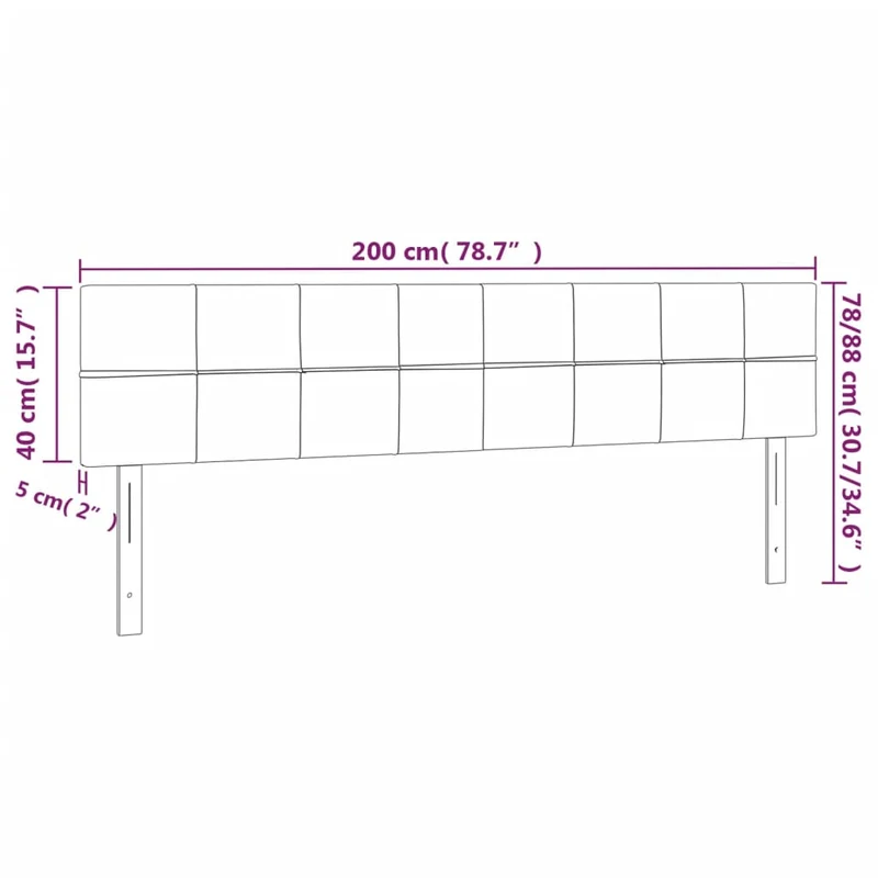 Tête de lit accessoire couchage chambre à coucher meuble 2 parties 100 x 5 x 78/88 cm tissu velours gris foncé TDL0206374