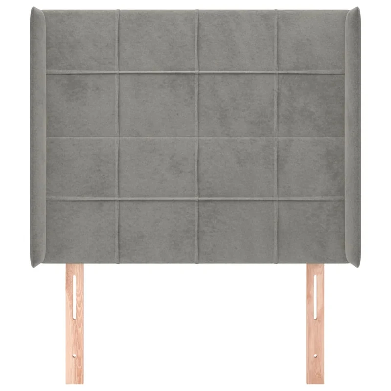 Tête de lit accessoire couchage chambre à coucher meuble avec rebord latéral 83 x 16 x 118/128 cm tissu velours gris clair TDL0205144