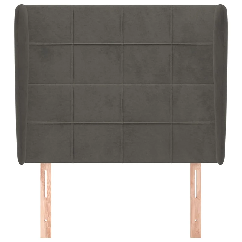 Tête de lit accessoire couchage chambre à coucher meuble avec rebord latéral 103 x 23 x 118/128 cm tissu velours gris foncé TDL0205040