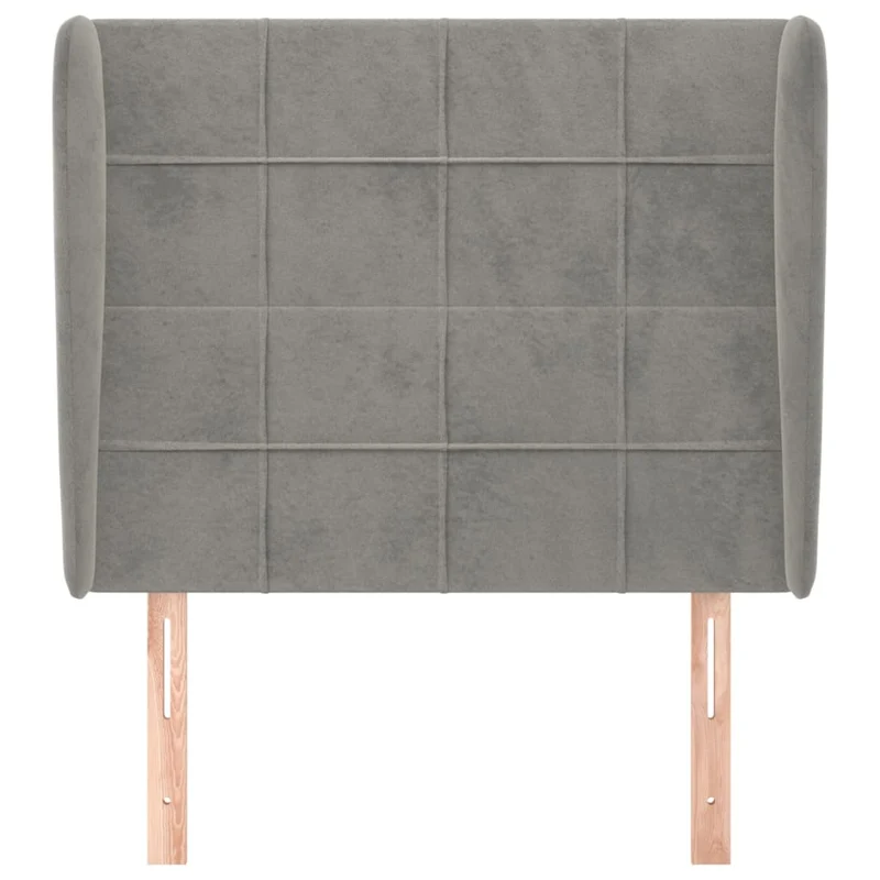 Tête de lit accessoire couchage chambre à coucher meuble avec rebord latéral 83 x 23 x 118/128 cm tissu velours gris clair TDL0205123
