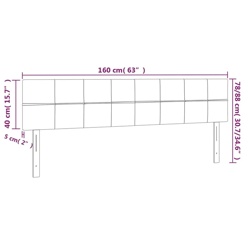 Tête de lit accessoire couchage chambre à coucher meuble à LED 160 x 5 x 78/88 cm tissu velours gris clair TDL0201359