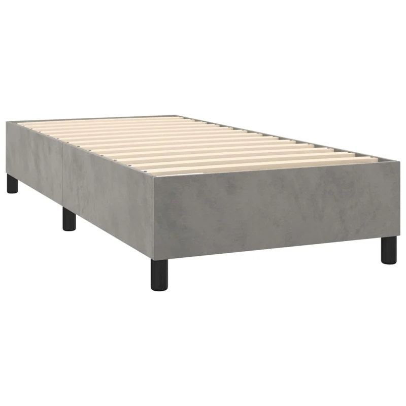 Cadre de lit LED avec sommier tête de lit matelas 90x200cm tissu velours gris clair TDL0208461