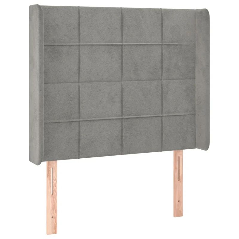 Cadre de lit LED avec sommier tête de lit matelas 90x200cm tissu velours gris clair TDL0208461