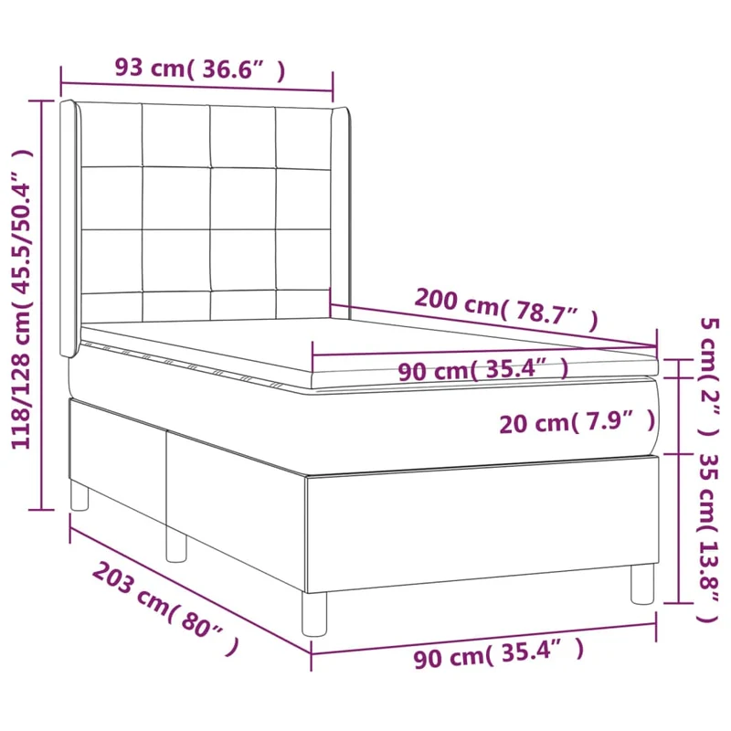 Cadre de lit LED avec sommier tête de lit matelas 90x200cm tissu velours gris clair TDL0208461
