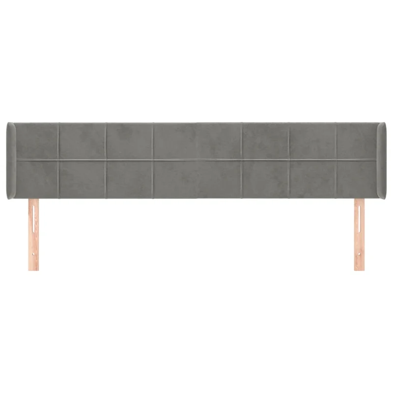 Tête de lit accessoire couchage chambre à coucher meuble avec rebord latéral 163 x 16 x 78/88 cm tissu velours gris clair TDL0205221