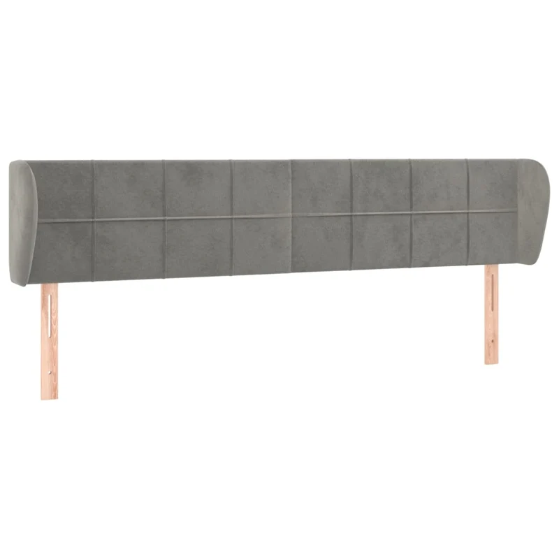 Tête de lit accessoire couchage chambre à coucher meuble avec rebord latéral 163 x 23 x 78/88 cm tissu velours gris clair TDL0205212