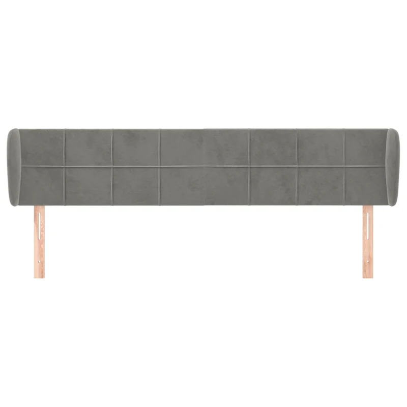 Tête de lit accessoire couchage chambre à coucher meuble avec rebord latéral 163 x 23 x 78/88 cm tissu velours gris clair TDL0205212